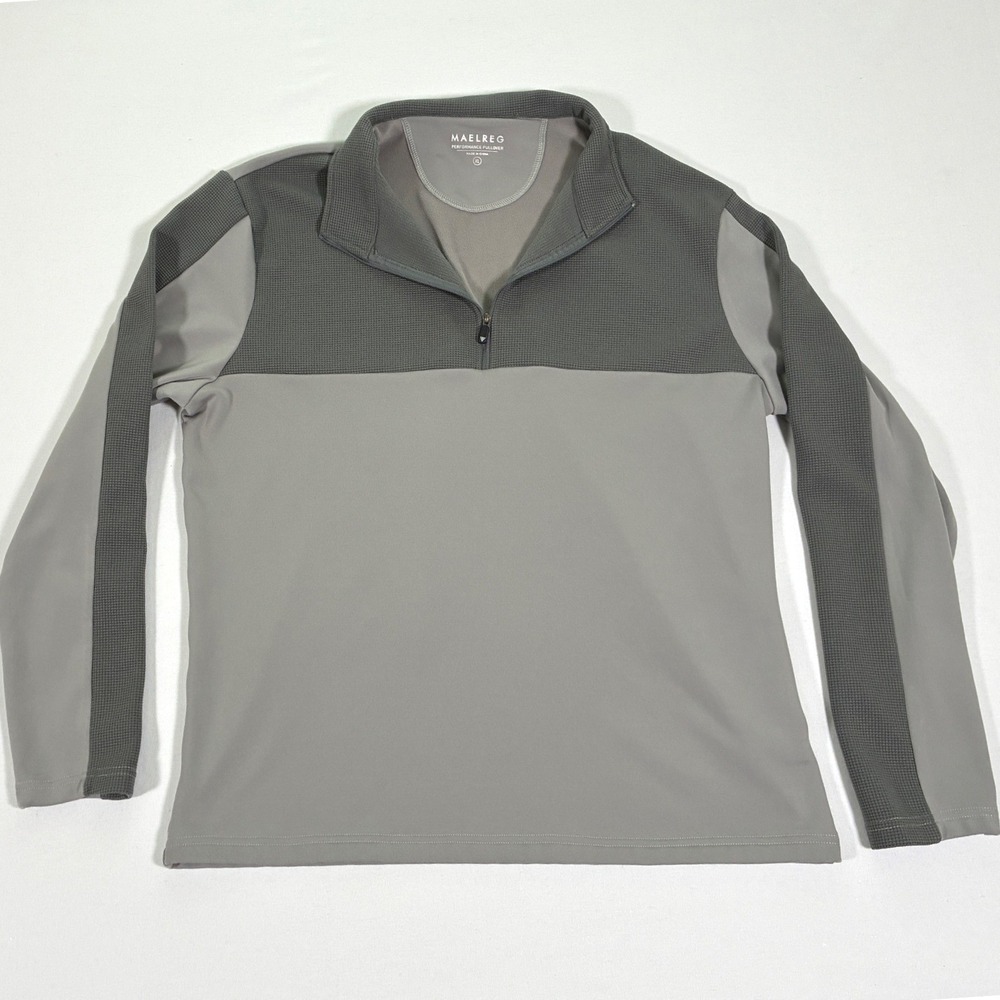 MAELREG Golf Mens L Gray Quarter Zip Performance Pullover Long Sleeve